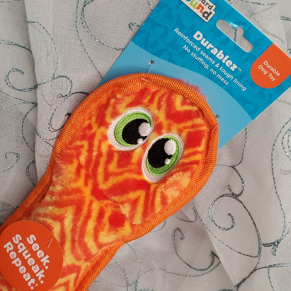 Dog Toy Orange Squeaky Snake‎
